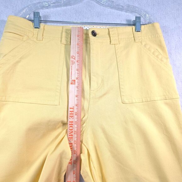 Christopher & Banks Capri Pants Women's size 16 Denim Button Details Yellow - Picture 6 of 11
